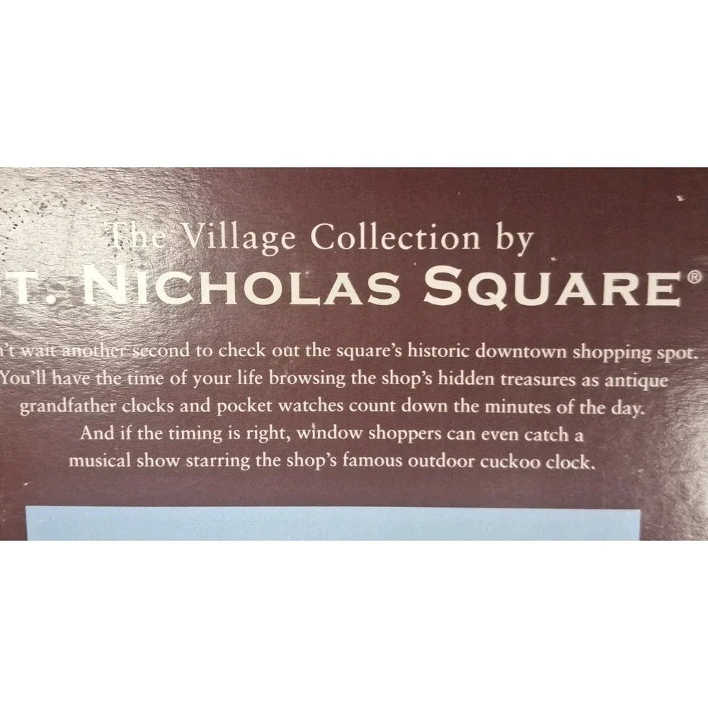 St. Nicholas Square Tick Tock Clock Shop 2009 Lighted W/ Interior Scene
